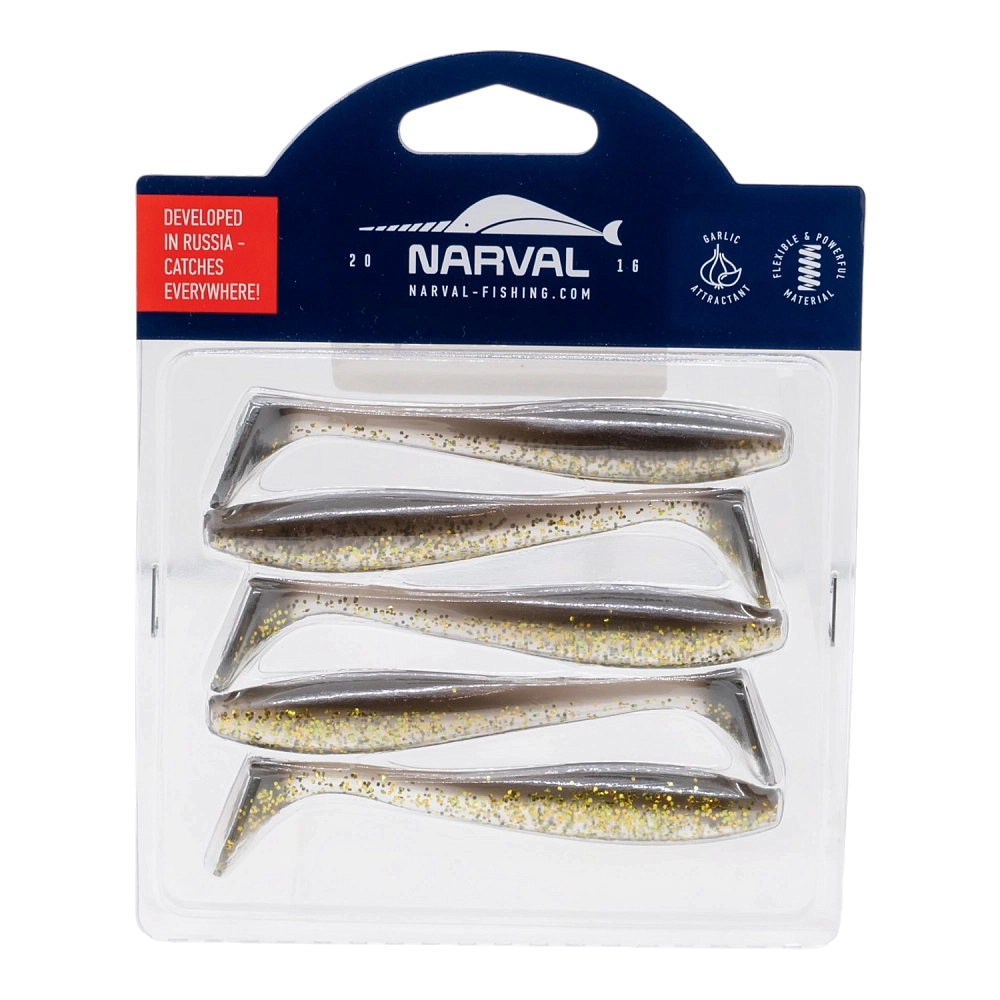 Приманка силиконовая Narval Choppy Tail 100мм, (5шт. упак.) цвет ( #047) Black Gold. Фото №1