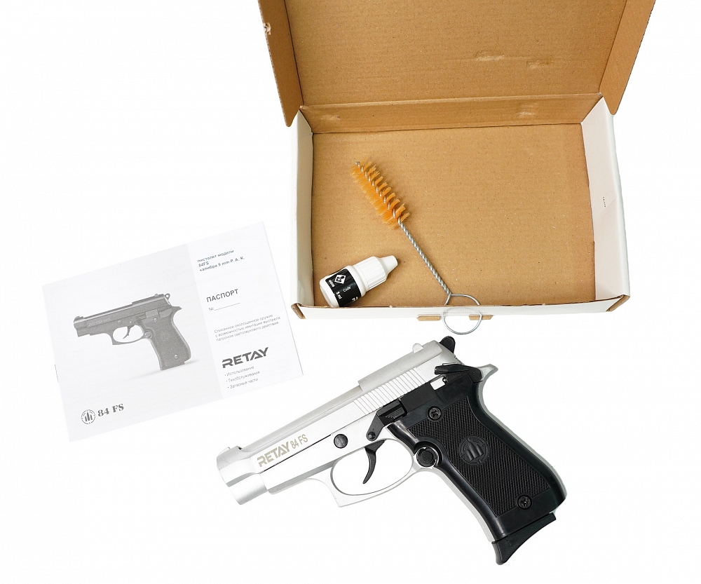 Пистолет охолощенный RETAY MOD84, (Beretta), Хром, калибр 9mm. P.A.K. Фото №5
