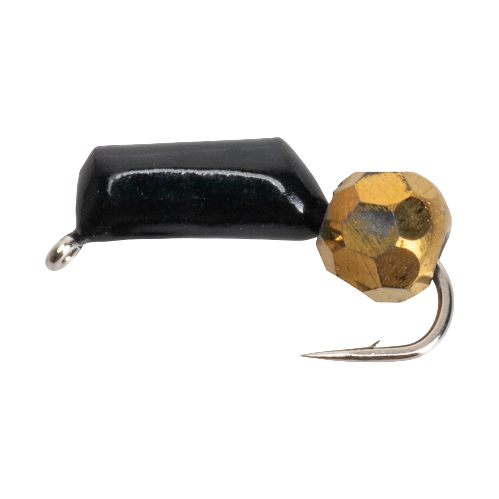 Мормышка вольфрамовая Trye Weight черная "Гвоздешарик" d2,5мм многогранный, золото (10шт). Фото №1