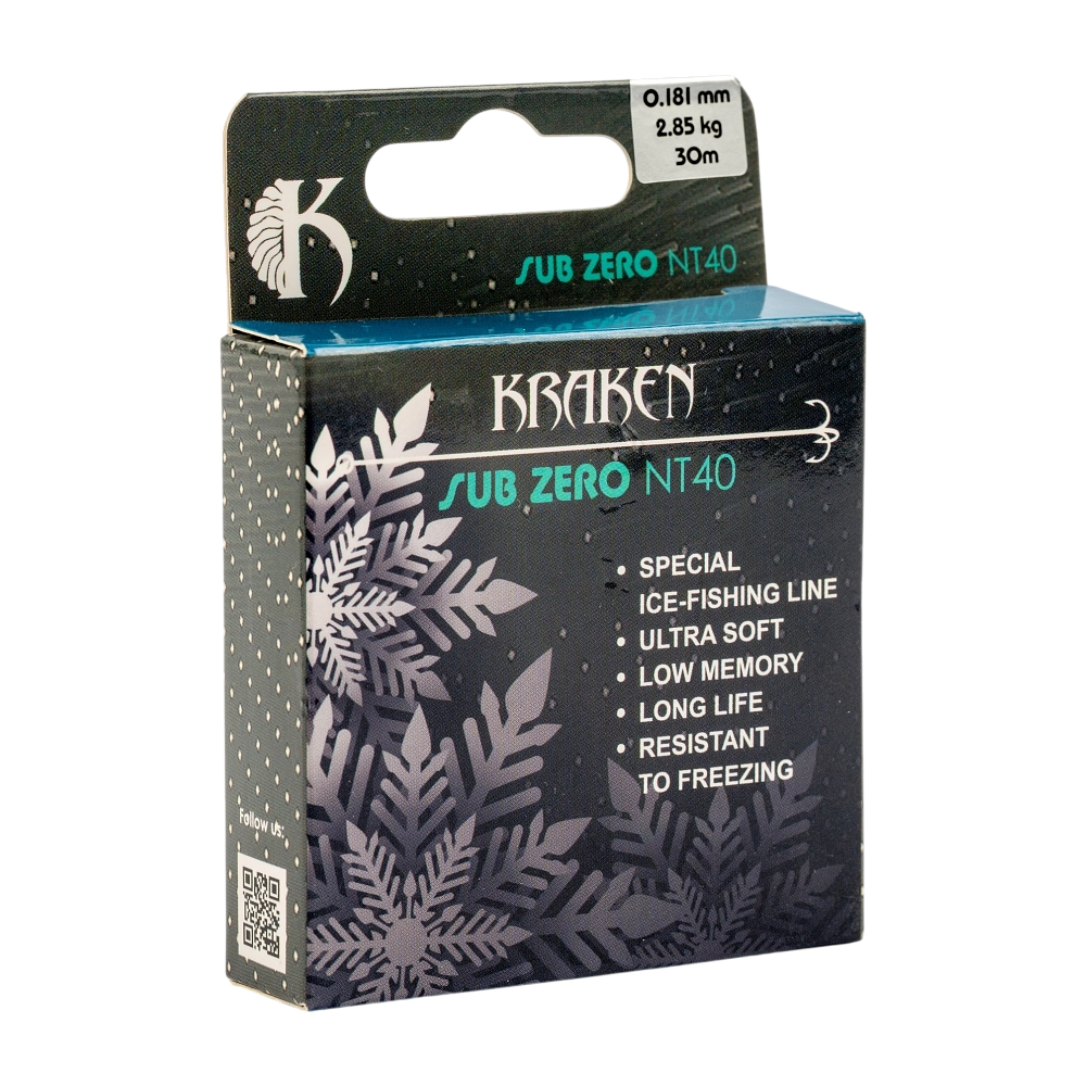 Леска зимняя Kraken Sub Zero NT40 30m 0,181mm 2.85kg. Фото №1