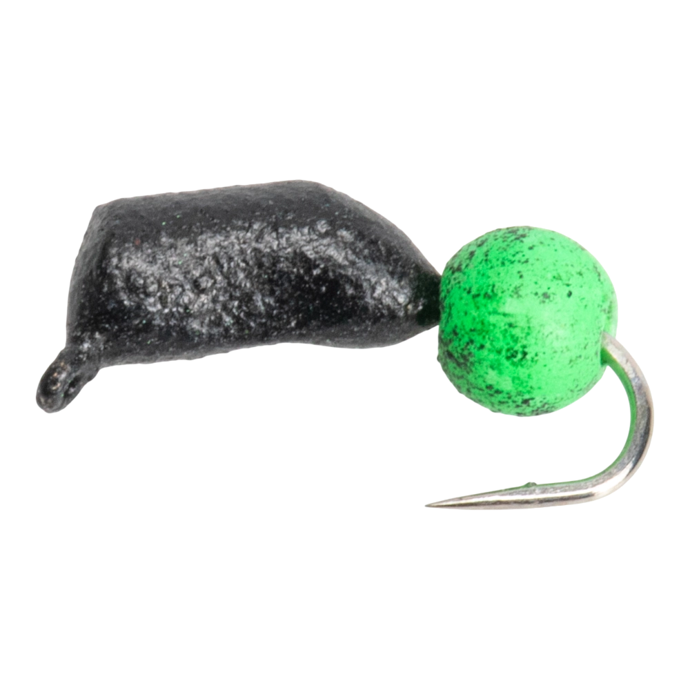 Мормышка вольфрамовая Trye Weight черная "Гвоздешарик" d3,0мм ядреный глаз, зеленый (10шт). Фото №1