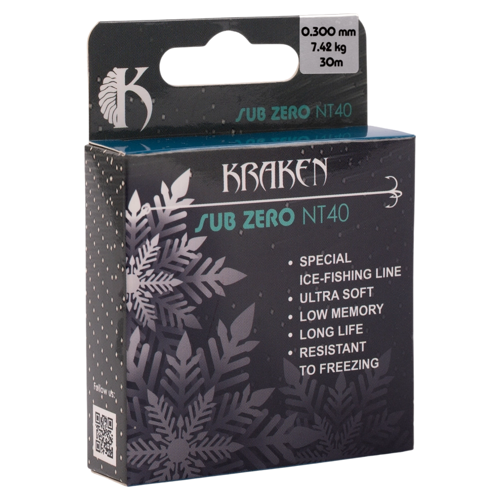Леска зимняя Kraken Sub Zero NT40 30m 0,300mm 7.42kg. Фото №1