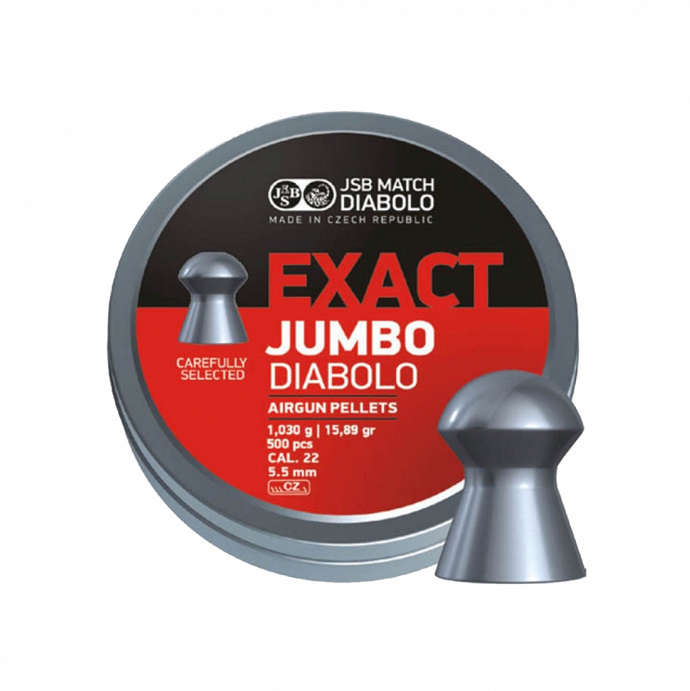Пуля пневматическая "JSB Diabolo Jumbo Exact", калибр 5,51мм, 1,03гр., 15,89gr (250 шт) (в кор 50 шт). Фото №1