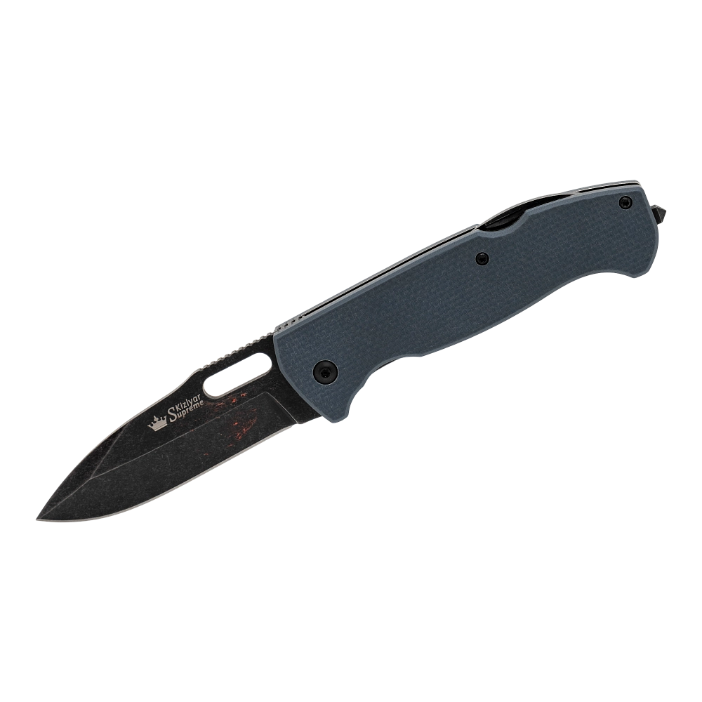 Нож Kizlyar Supreme Ute 440C bw G10-gyh (BlackWash, G10 Grey Handle). Фото №1 Нож Kizlyar Supreme Ute 440C bw G10-gyh (BlackWash, G10 Grey Handle). Фото №1