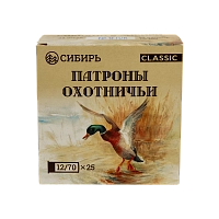 Патрон СИБИРЬ 12/70 охотничий дробовой 32г №0 (CX-2000) (пачка 25 шт) (в коробке 250шт)