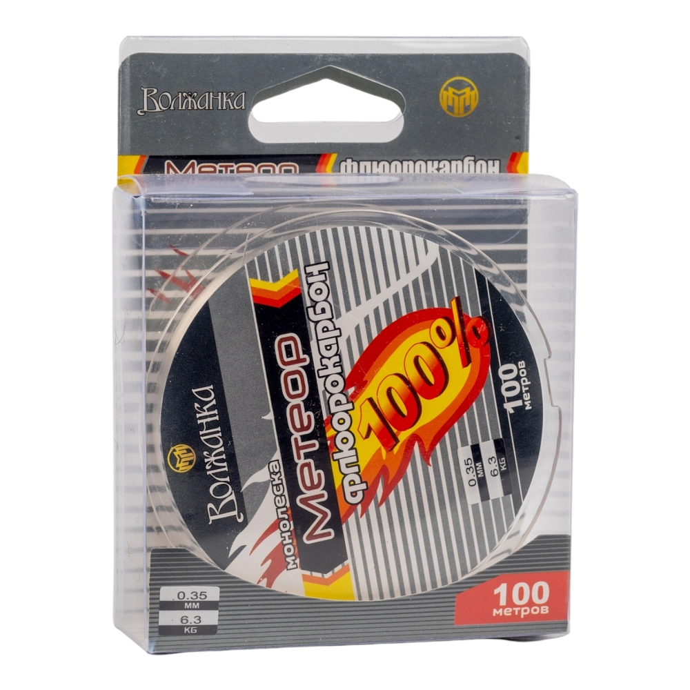 Леска флюрокарбоновая Волжанка "Метеор" 100м/0.35мм 6.3кг цв. прозрачный. Фото №1