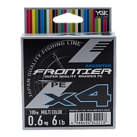 Плетёный шнур YGK Frontier Assorted X4 100m (мультиколор) #0.6, 0.128mm 6lb, 2.7kg