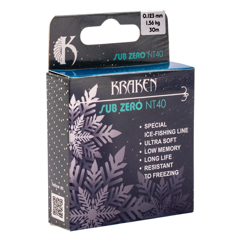 Леска зимняя Kraken Sub Zero NT40 30m 0,123mm 1.56kg. Фото №1