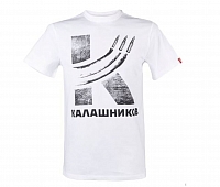 Футболка белая, принт Калашников Пули, размер XXL, 100% хлопок, ОТК0000004