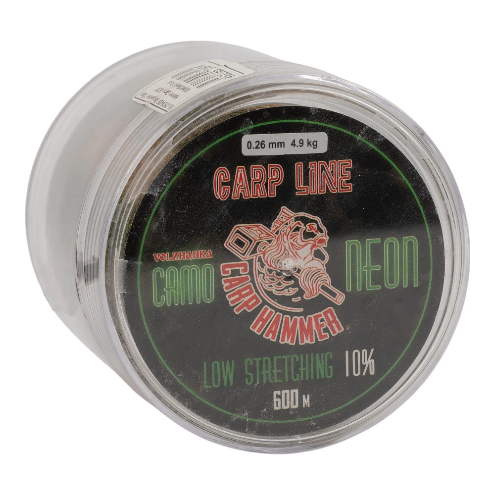 Леска моно Волжанка "Carp Hammer Camo NEON" 600м/0.26мм 4.9кг цв. камуфляжный. Фото №1