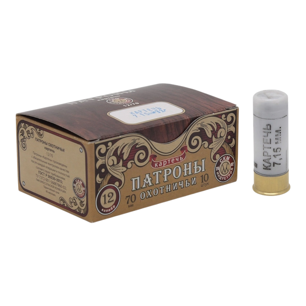СКМ Патрон охотничий 12/70 картечь "7,15" 32 гр. (п. Импорт) (в коробке 10 шт.). Фото №1