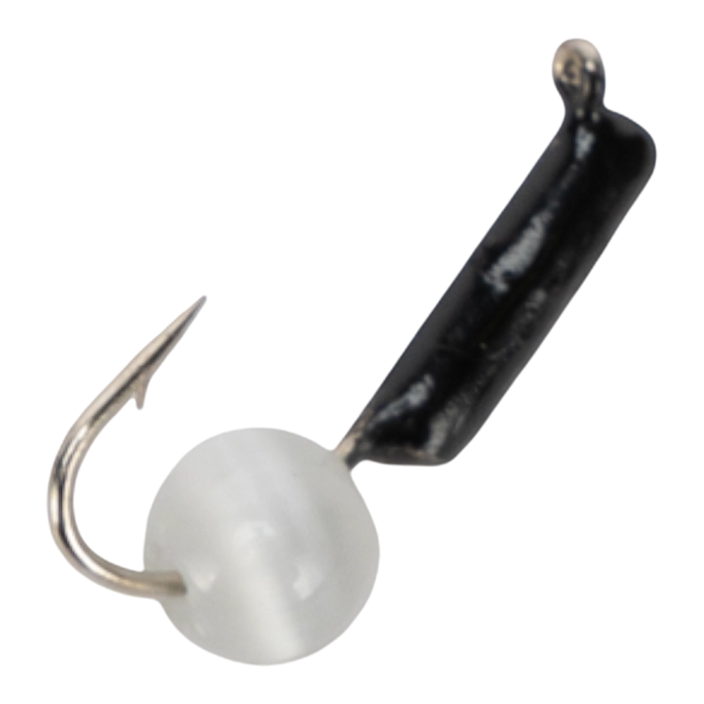 Мормышка вольфрамовая Trye Weight черная "Кошачий глаз" d1,5 подвес, белый (10шт). Фото №1