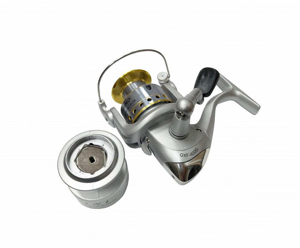 Катушка Yoshino GXF-4000i 4bb, передний фрикцион, металлическая шпуля+графитовая шпуля. Фото №2