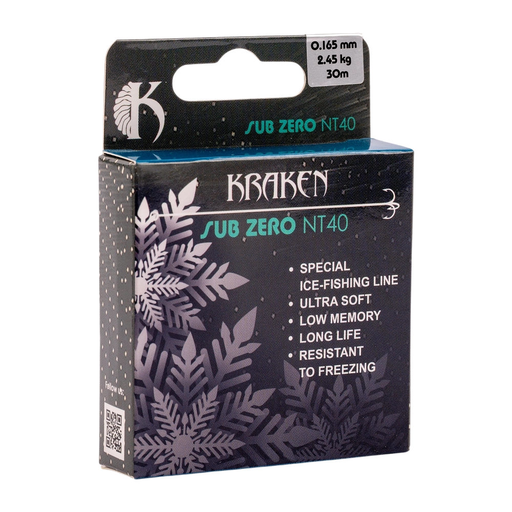 Леска зимняя Kraken Sub Zero NT40 30m 0,165mm 2.45kg. Фото №1