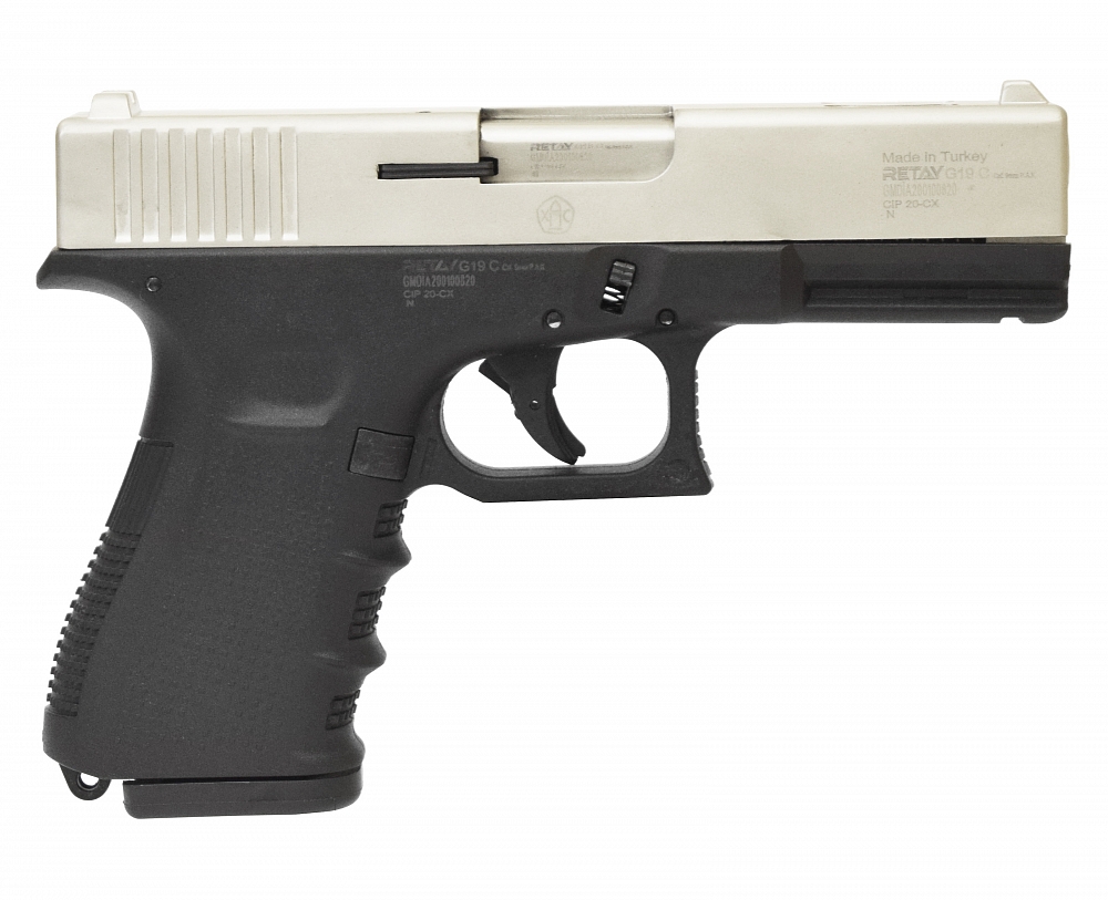 Пистолет охолощенный RETAY G19C, (Glock 19), Сатин, калибр 9mm. P.A.K. Фото №3