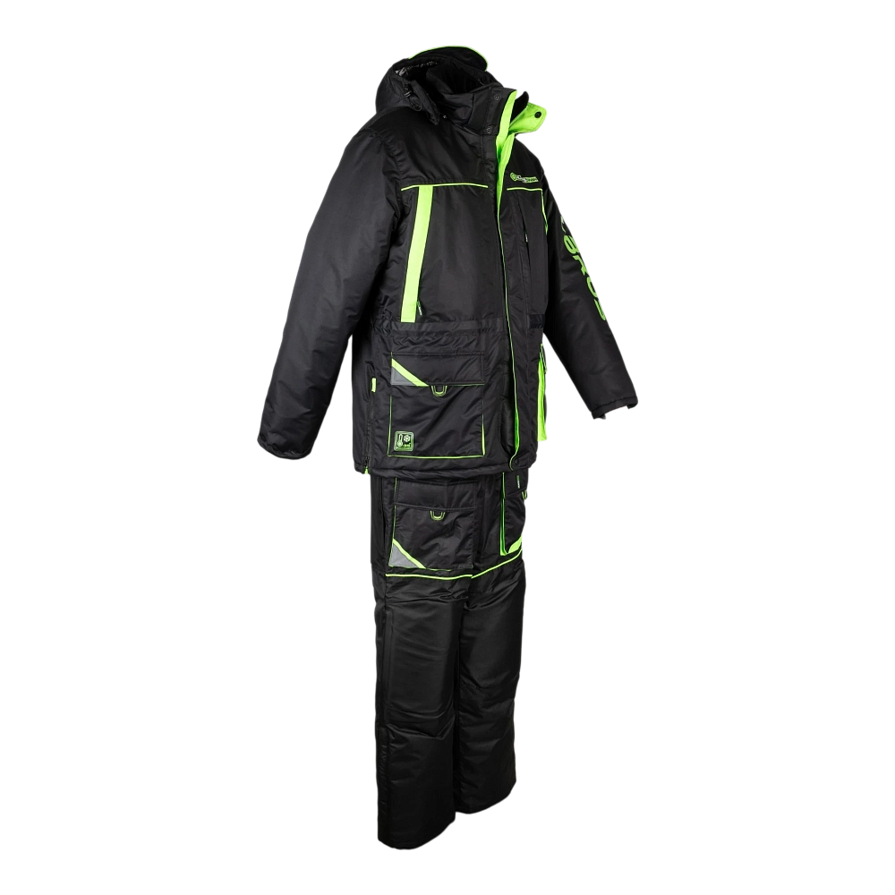 Костюм зимний Huntsman Elbrus ткань Hit Membrane цвет Черный/Лайм р. 52-54/182-188. Фото №2