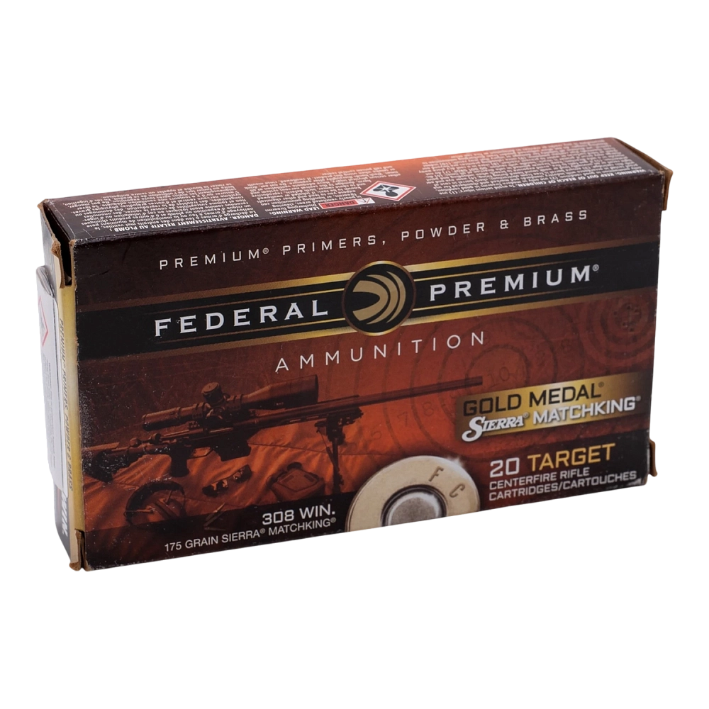 Патрон нарезной FEDERAL калибр 308 WIN 11.3гр.175GR MATCH HP BT (в пачке 20 шт.). Фото №1