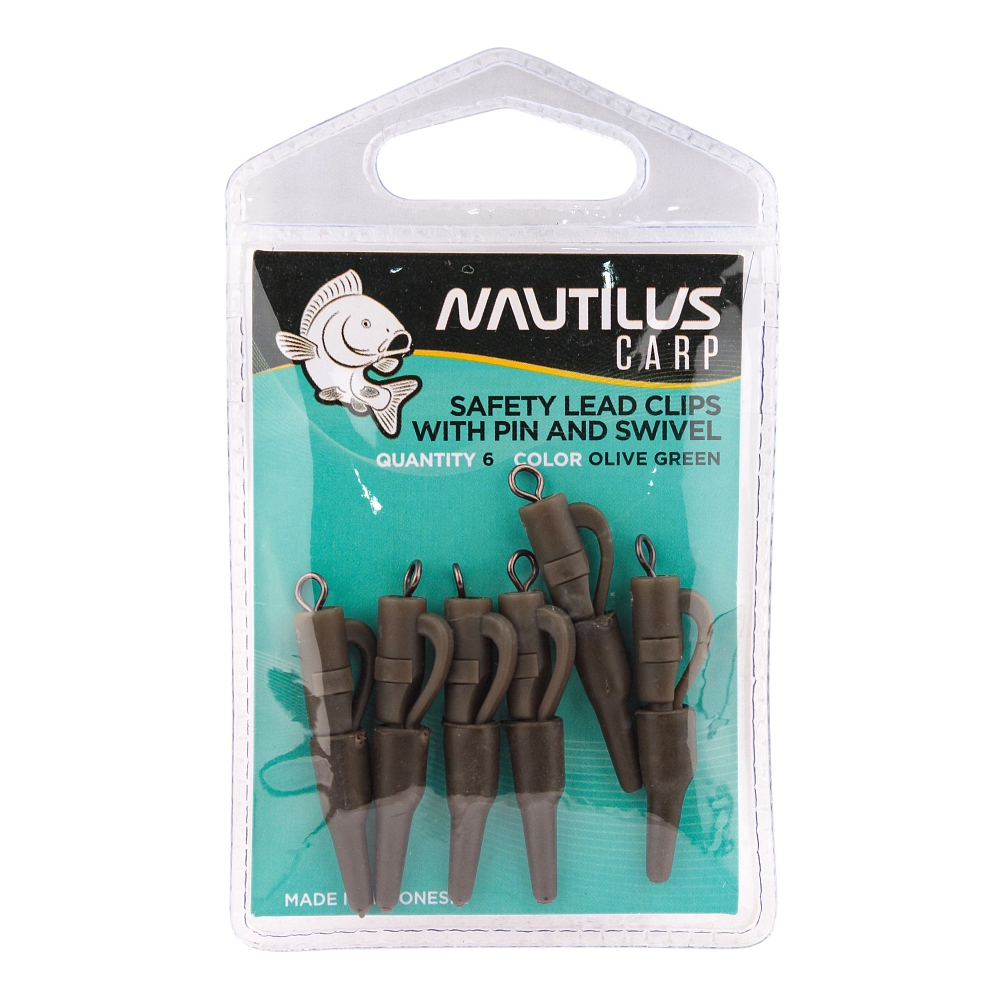 Клипса безопасная Nautilus Safety Lead Clips With Tail Rubber. Фото №1