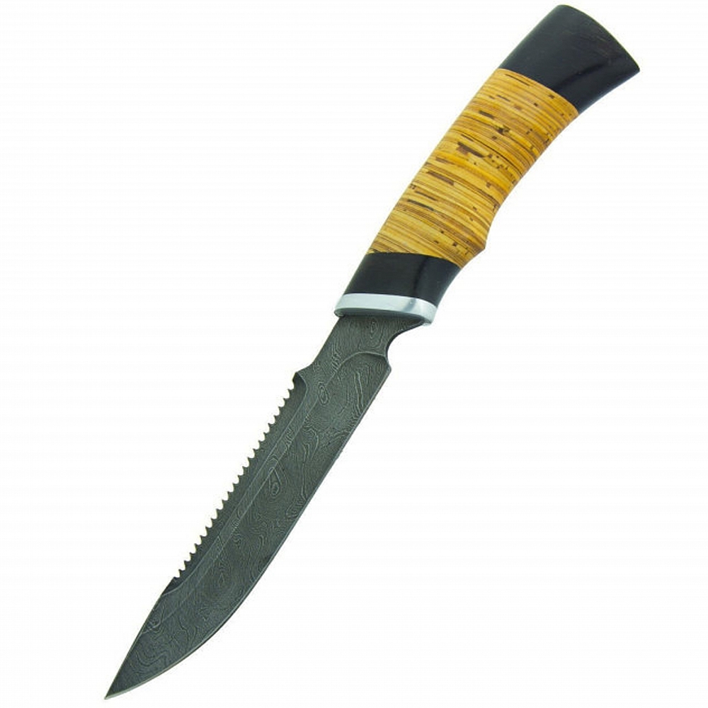 Нож МС Осетр, клинок дамаск, рукоять береста. Фото №3