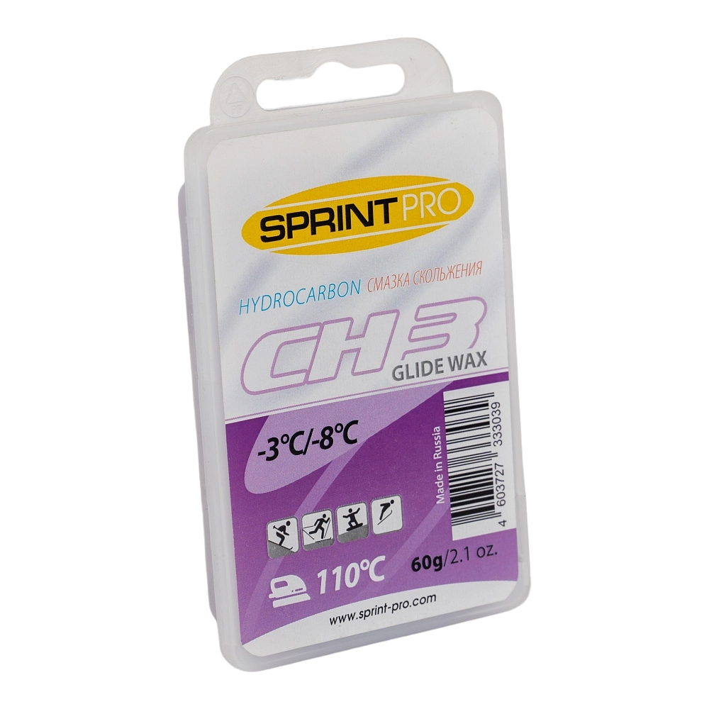 Мазь скольжения SPRINT PRO, CH3 Violet, (-3 -8°C), 60г (СПРИНТ). Фото №1