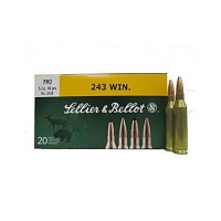 Патрон нарезной SELLER&BELLOT калибр 243 WIN FMJ Hornady 5,2 гр. (в пачке 20 шт.)
