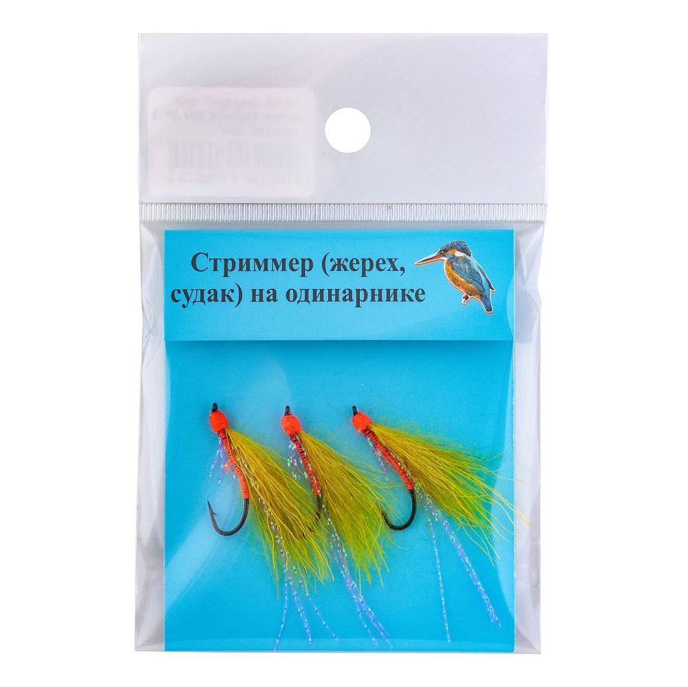 Муха коза белая одинарник крючок BN № 3 с люрексом (упак. 3шт). Фото №2