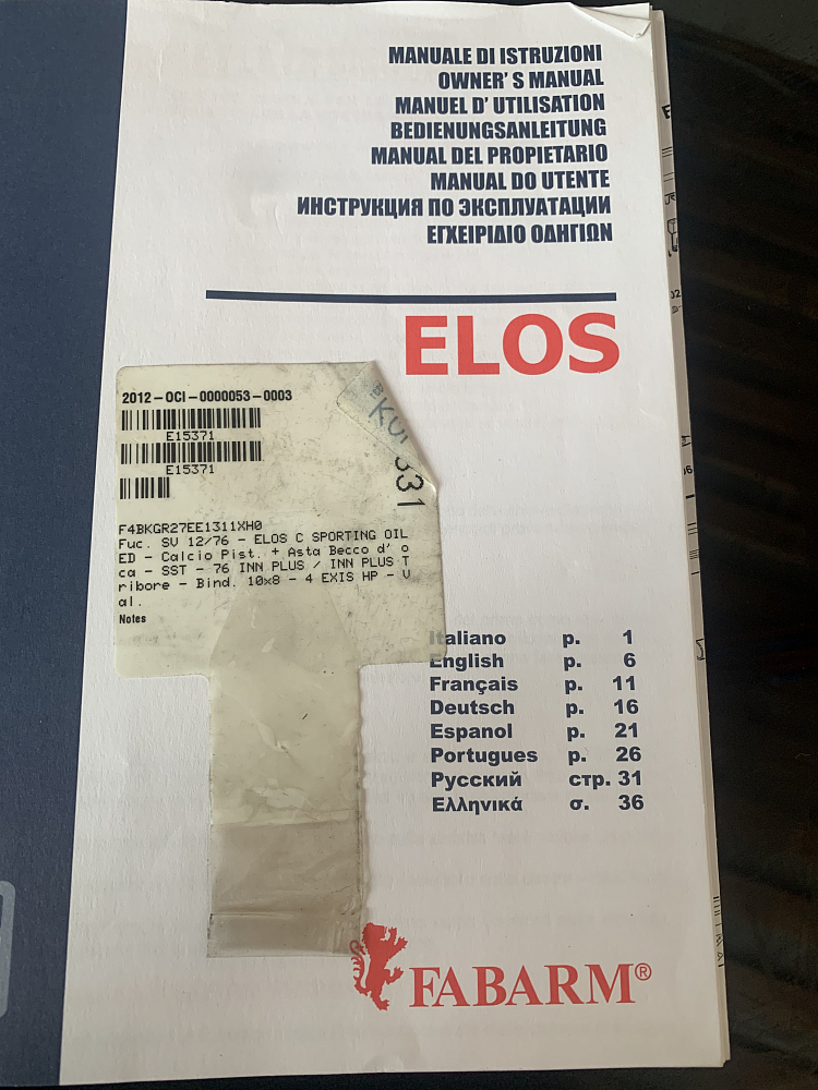 Fabarm Fabarm Elos C кал.12х76. Фото №1 Fabarm Fabarm Elos C кал.12х76. Фото №1