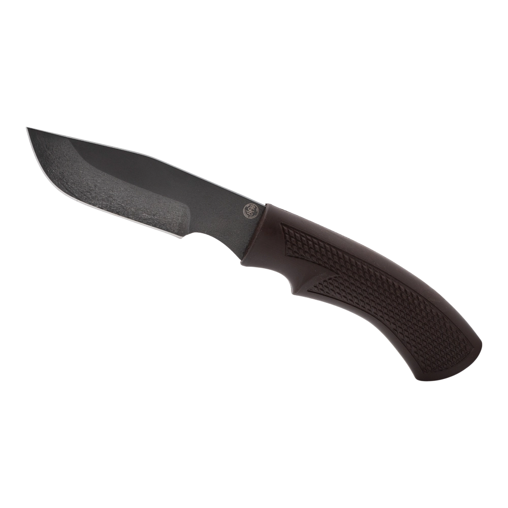 Нож Русский Булат "Охотничий-2" клинок Х12МФ, рукоять литая пластмасса (коричневый). Фото №1 Нож Русский Булат "Охотничий-2" клинок Х12МФ, рукоять литая пластмасса (коричневый). Фото №1