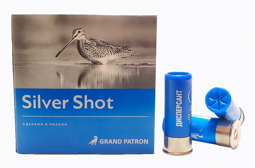 Патрон «Grand Patron» 12/70 Дисперсант №8 32гр. SILVER SHOT (в пачке 25 шт.) ( в коробке 250 шт.). Фото №1