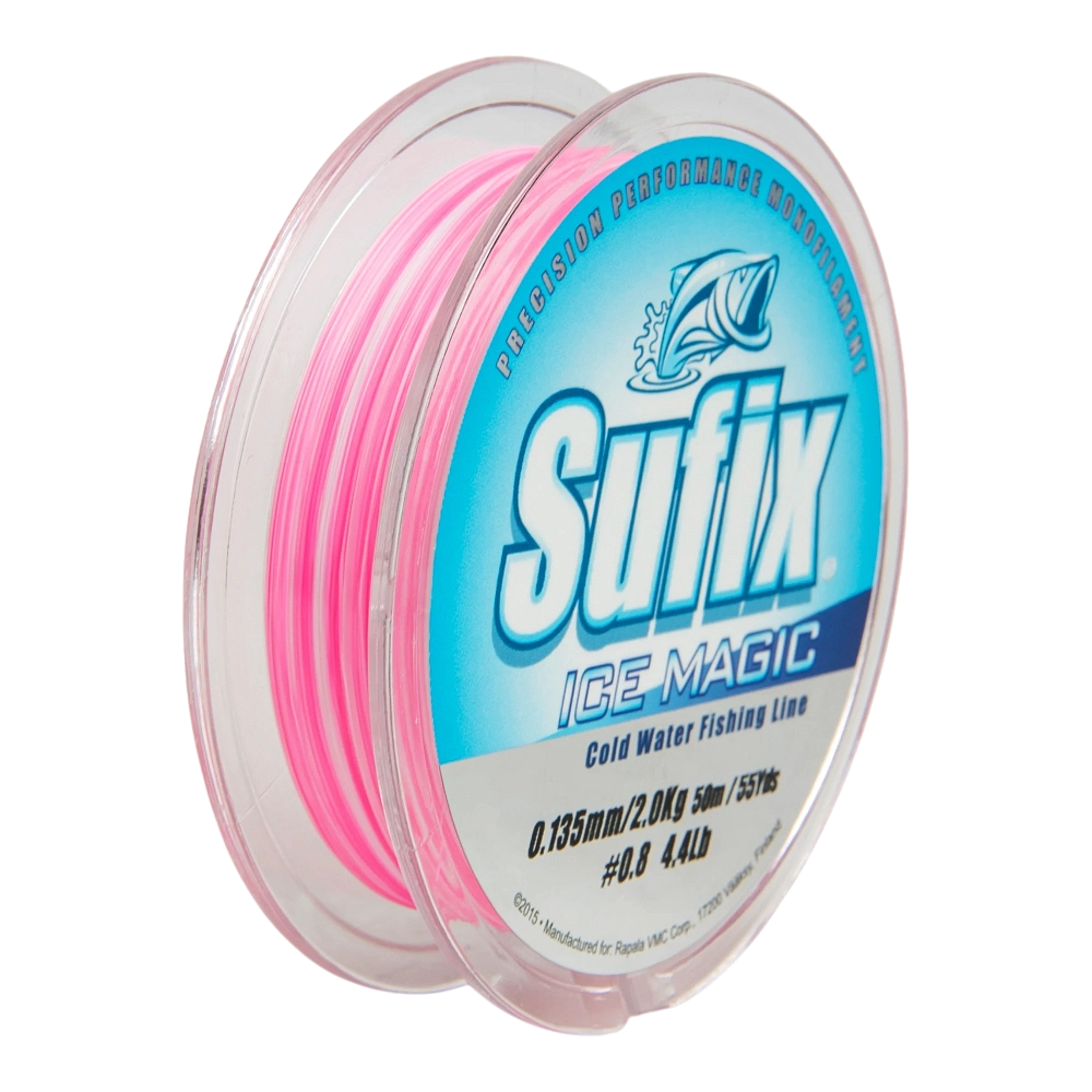 Леска зимняя SUFIX Ice Magic 50 м бело/розовая 0.135 мм 2.0 кг. Фото №3 Леска зимняя SUFIX Ice Magic 50 м бело/розовая 0.135 мм 2.0 кг. Фото №3