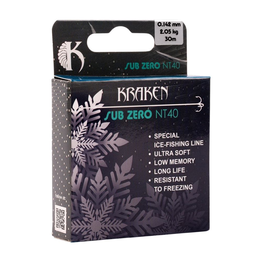 Леска зимняя Kraken Sub Zero NT40 30m 0,142mm 2.05kg. Фото №1 Леска зимняя Kraken Sub Zero NT40 30m 0,142mm 2.05kg. Фото №1
