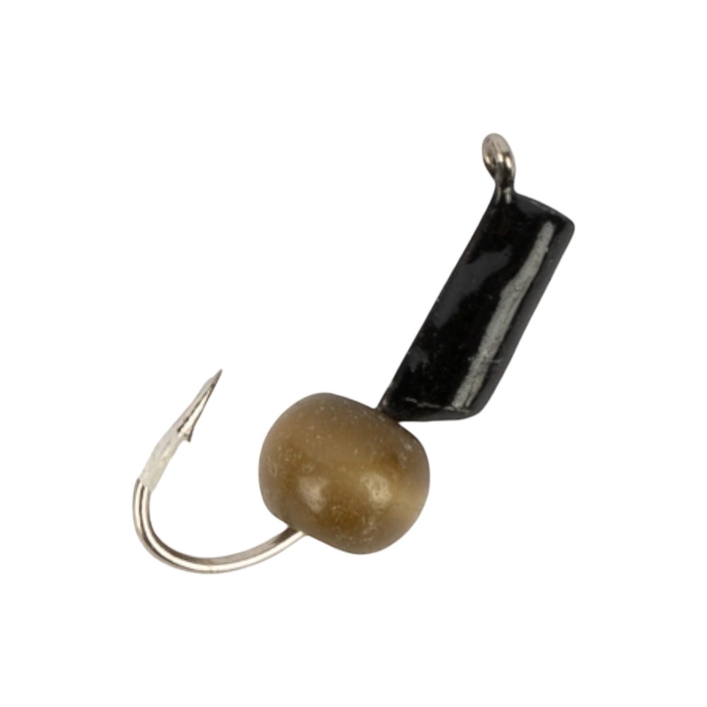 Мормышка вольфрамовая Trye Weight черная "Гвоздешарик" d2,0мм кошачий глаз, болотный (10шт). Фото №2