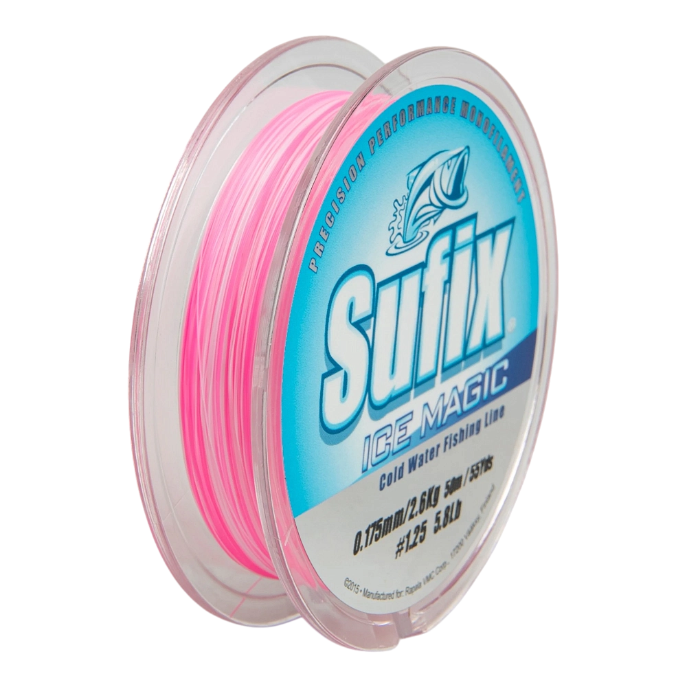 Леска зимняя SUFIX Ice Magic 50 м бело/розовая 0.175 мм 2.6 кг. Фото №3