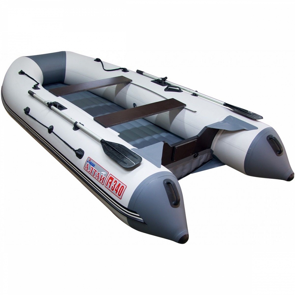 Лодка надувная ПВХ Алтай А340 (белый/серый, надувное дно). Фото №1