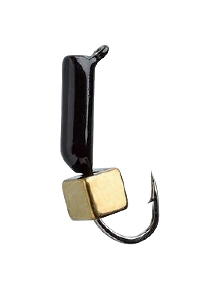 Мормышка вольфрамовая Trye Weight черная "Гвоздекубик" d3,0мм кубик, золото (10шт). Фото №2