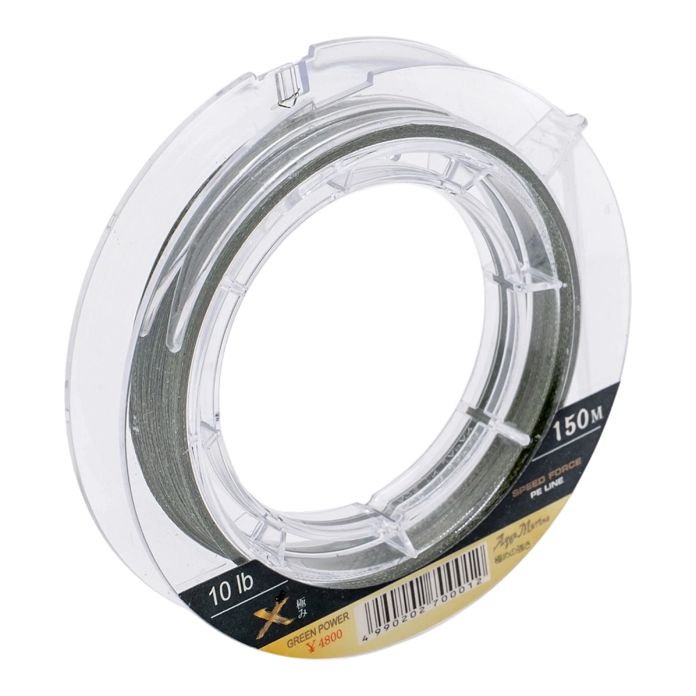 Шнур плетеный X SPEED FORCE WX4  (10 lb;   0.132 мм;   4.53 кг.) 150 м.   (зеленая). Фото №3