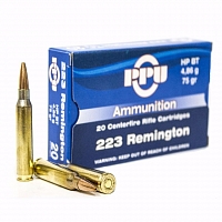 Патрон нарезной PARTIZAN PPU калибр 223 REM HP BT 4,86 гр. (в пачке 20 шт.)