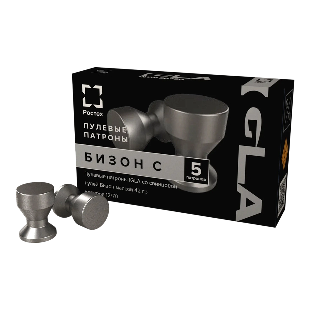 Патрон Igla с пулей Бизон калибр 12/70 42 гр. (пачка 5 шт). Фото №6 Патрон Igla с пулей Бизон калибр 12/70 42 гр. (пачка 5 шт). Фото №6