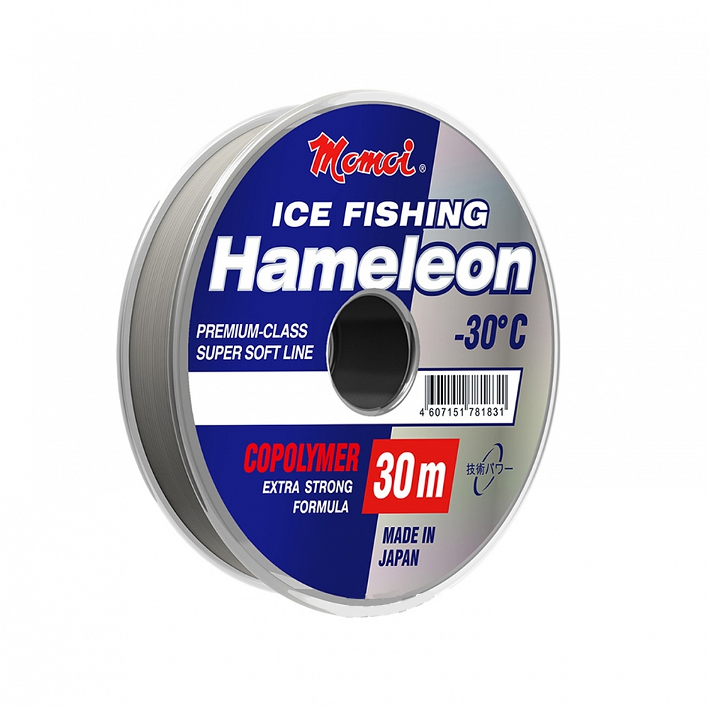 Леска монофиламентная Momoi Hameleon ICE Fishing 0,14мм/30м, 2.3кг, серебрянная. Фото №1
