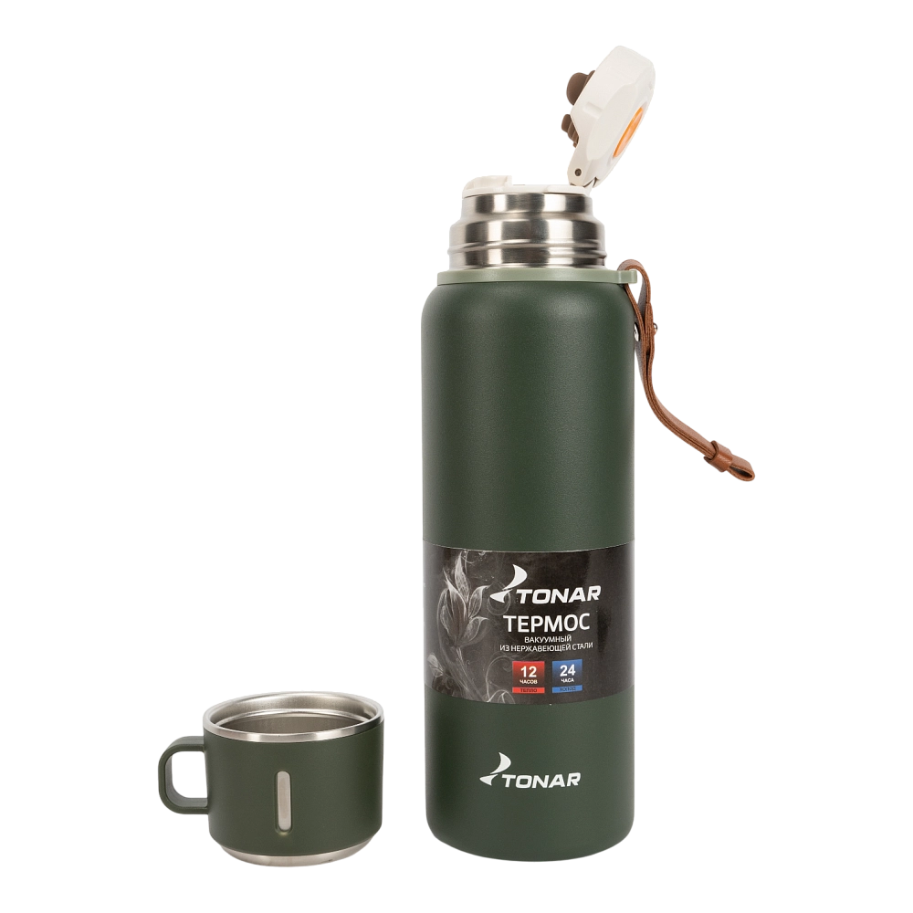 Термос (T-KD-7030-0.9) 900ML хаки (пробка-ситечко, крышка-кружка, ремешок) TONAR. Фото №5 Термос (T-KD-7030-0.9) 900ML хаки (пробка-ситечко, крышка-кружка, ремешок) TONAR. Фото №5
