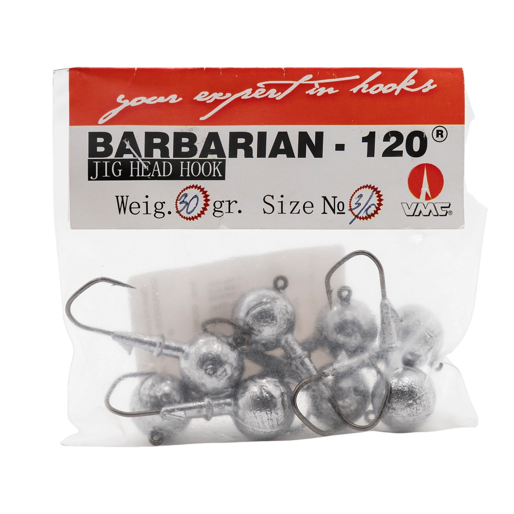 Джиг-головка шар крючок BARBARIAN-120 вес 30 гр. крючок № 3/0. Фото №3