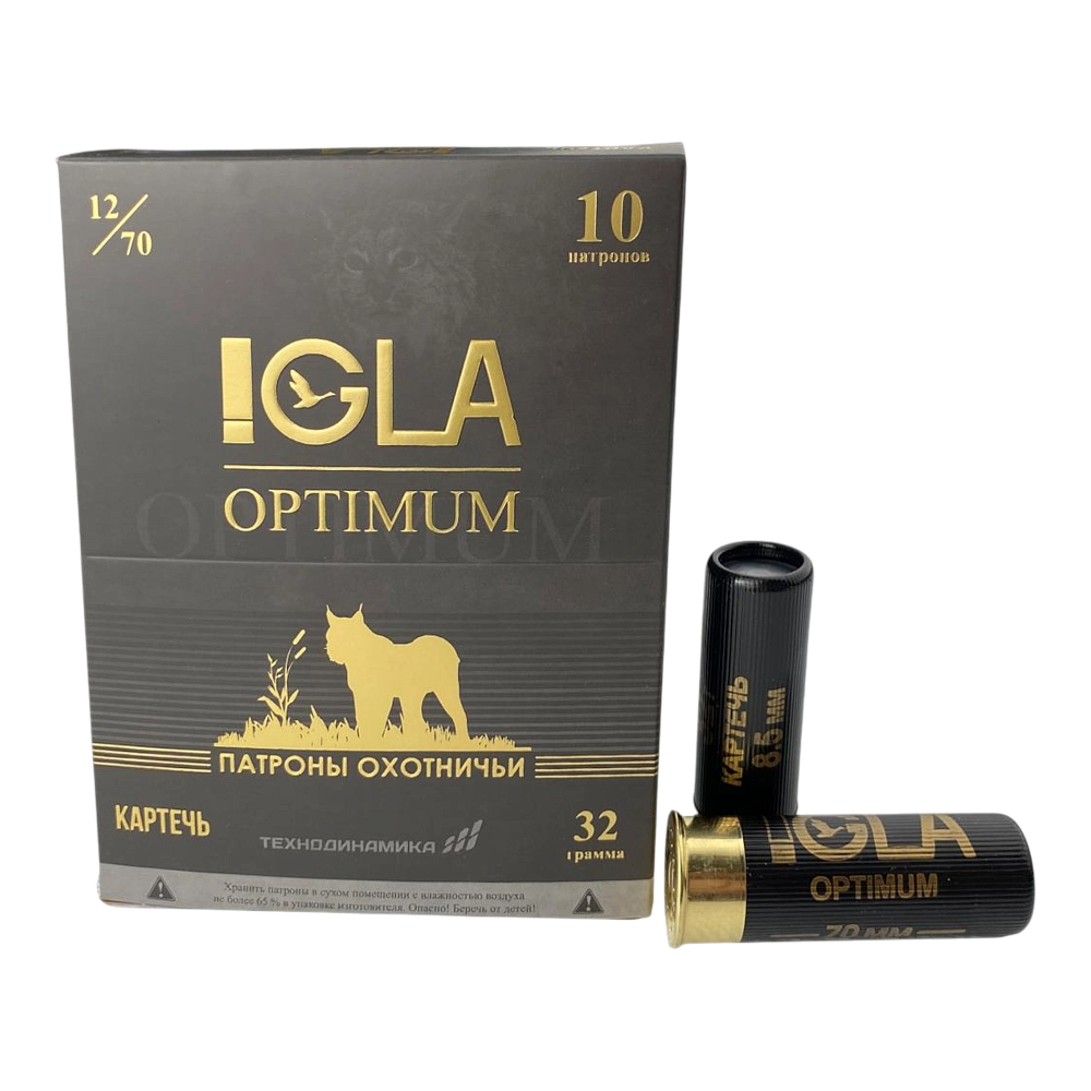 Патрон "Игла-Биор" 12/70 Картечь 8,5 32 гр. (пачка 25шт, короб.,200). Фото №1