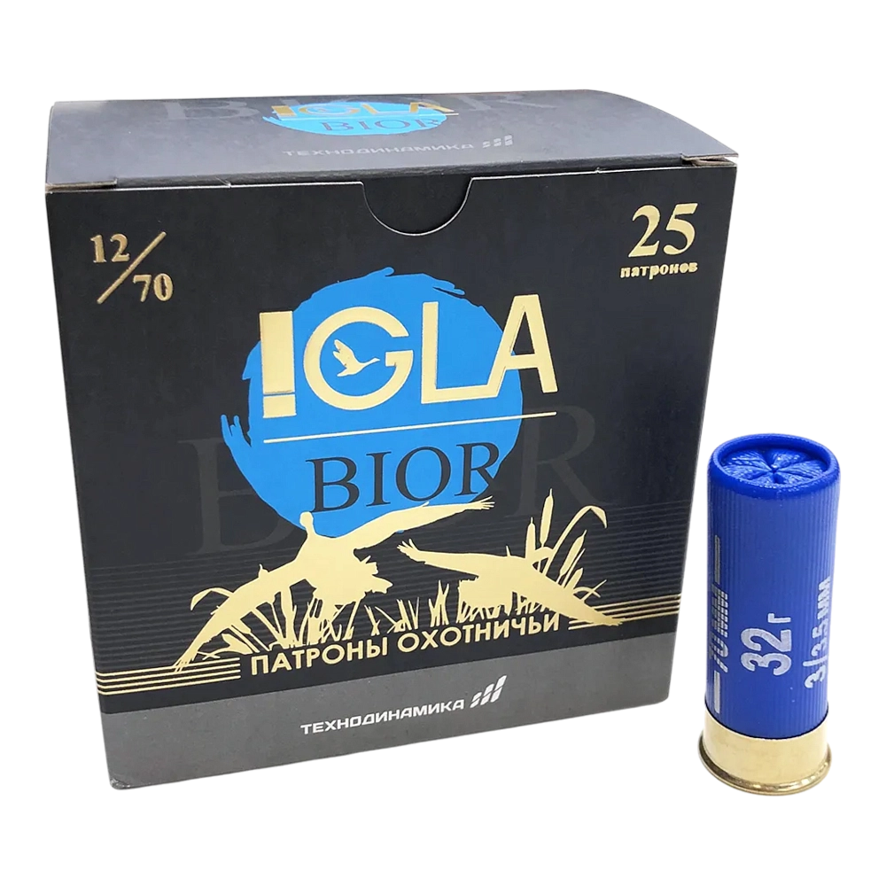 Патрон "Игла-Биор" 12/70 №3 32 гр. (пачка 10 шт, короб., 250). Фото №1