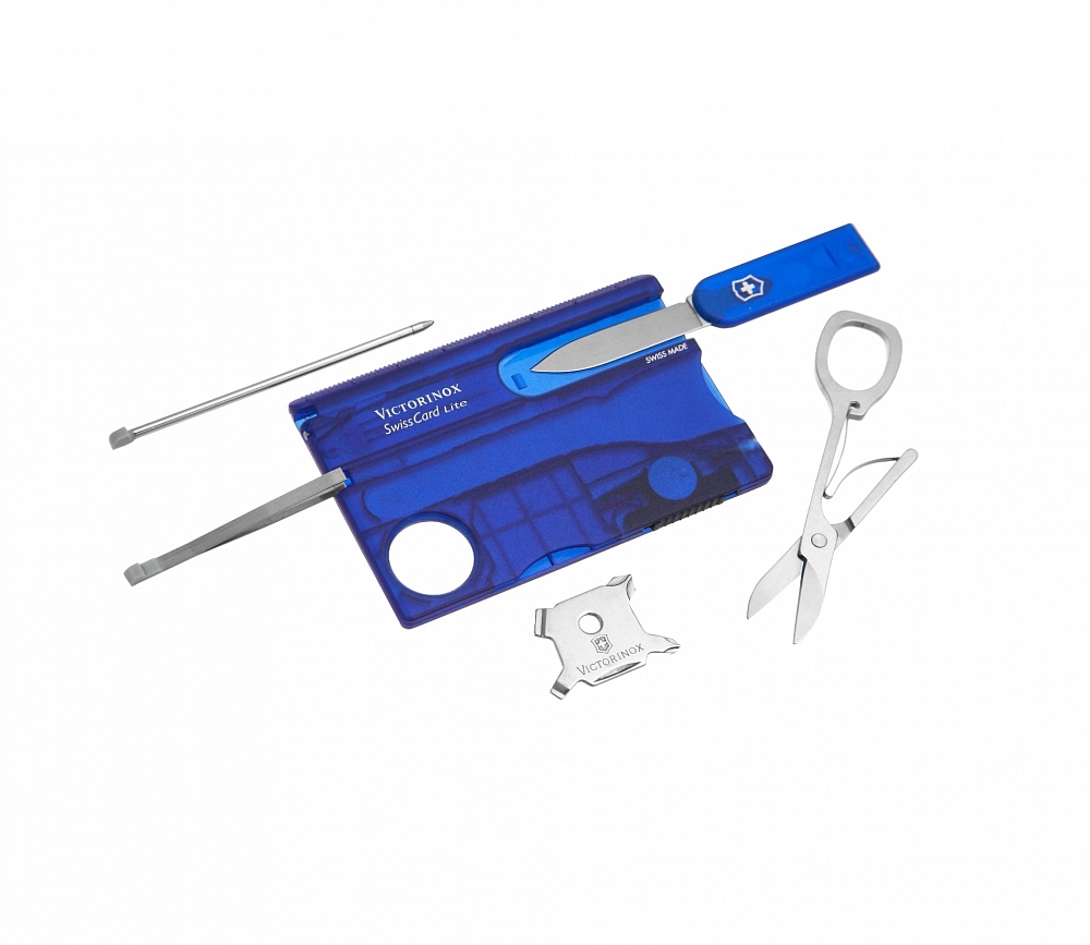 Нож Victorinox SwissCard Lite / полупрозрачный синий (шт). Фото №1
