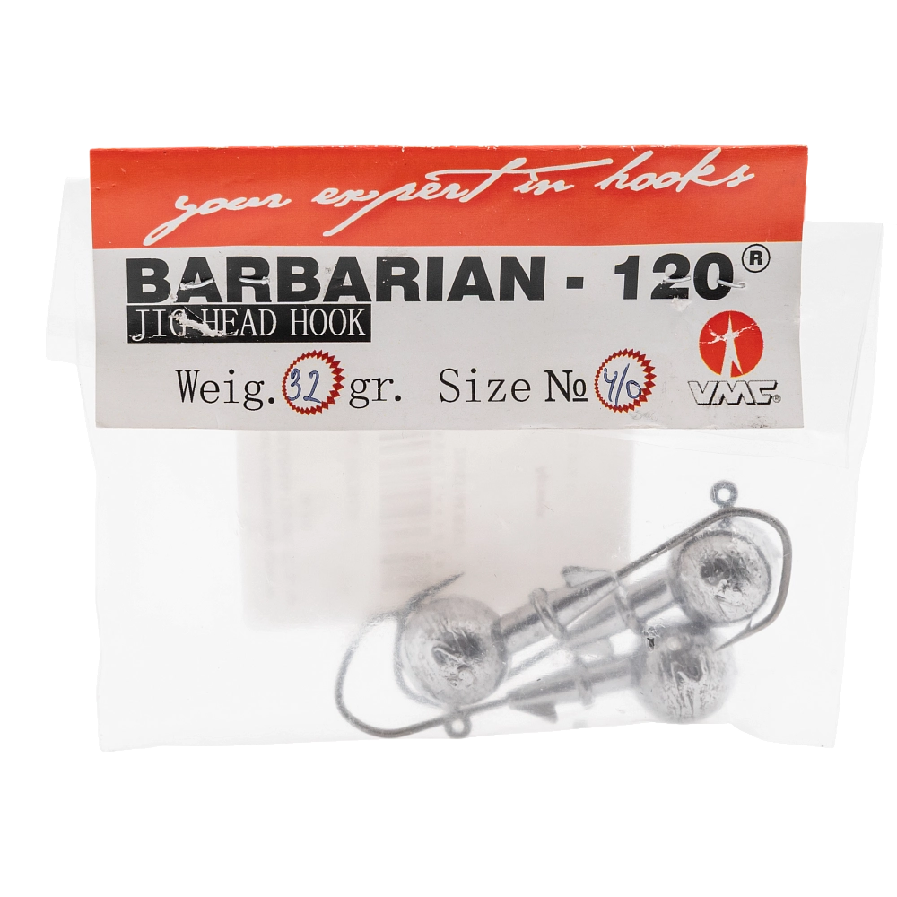 Джиг-головка шар крючок BARBARIAN-120 вес 32 гр. крючок № 4/0. Фото №3