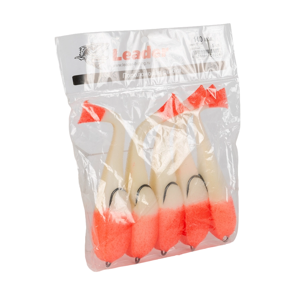 Рыбка поролоновая Leader оснащенная на двойнике 140 мм, цвет (22 UV) упак. 5 шт.. Фото №1 Рыбка поролоновая Leader оснащенная на двойнике 140 мм, цвет (22 UV) упак. 5 шт.. Фото №1
