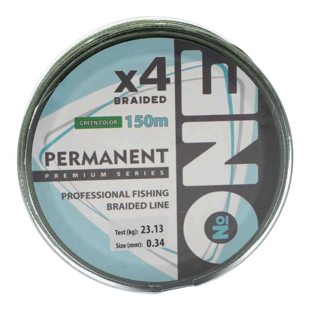 Плетеная леска №ONE PERMANENT Х4-150 (green) d0.34. Фото №2