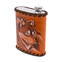 Фляжка 0,330л (в коже, рисов.) (ИП Кишурова)