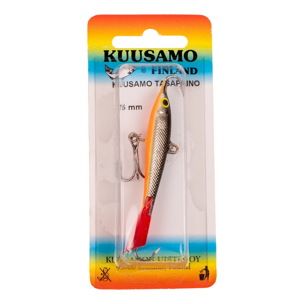 Балансир Kuusamo Tasapaino 75мм, 18гр, цвет (BL/S/FO-R) с тройником. Фото №1