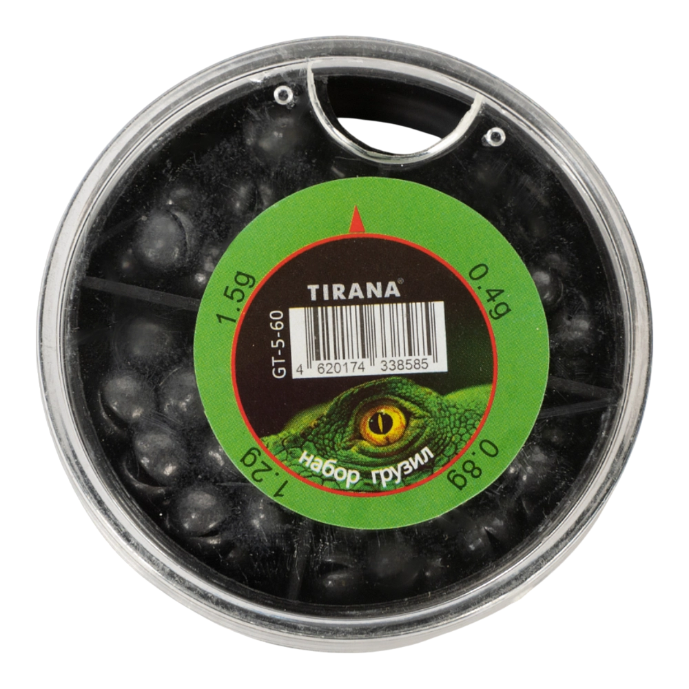 Набор грузил Tirana №5 (0.4гр, 0.8гр, 1.2гр, 1.5гр) вес 60гр. Фото №1